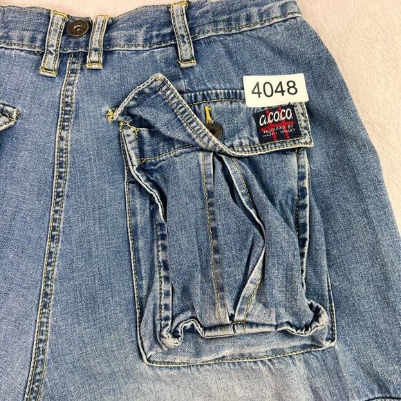 A.CO.CO Shorts Jean Mens 28 Cargo Pocket Denim Exposed Button Fly Vintage - Picture 7 of 9